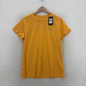 Under Armour Shirt Womens Large Yellow Tech Nova SSC Loose Short Sleeve Athletic